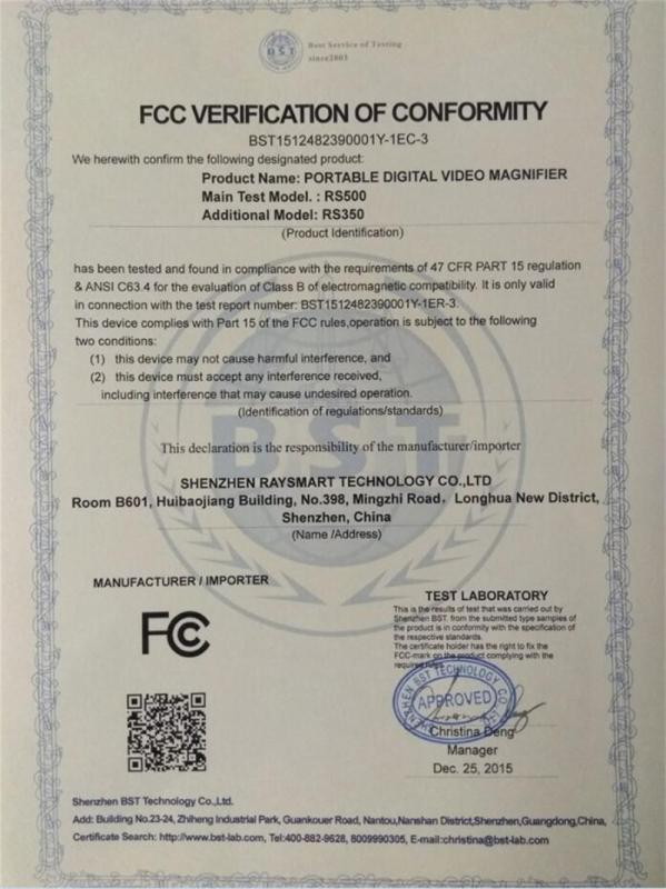 FCC - Shenzhen Raysmart Technology Co., Ltd.