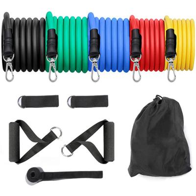 China Bodybuilding Exercise Resistance Band Set 11pcs Yoga Workout Physiotherapy Gym Home Training for sale