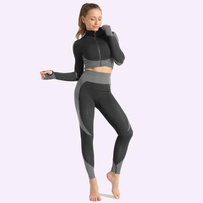 China Factory direct sales women breathable seamless sportswear plus size 2 piece yoga suit for sale