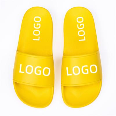 China Fashion Trend New design PU men slippers custom logo, OEM printed custom logo ladies slippers, rubber beach women sliders slippers for sale