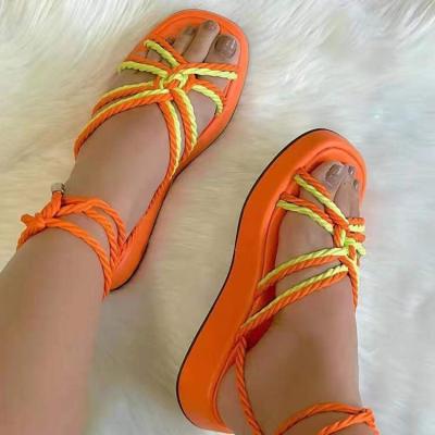 China Fashion Trend 2022 New Summer Fashion High Heel Wedge Slippers For Female Women Platform Slippers Ladies Colorful Sandals Shoes for sale