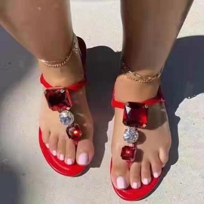 China Fashion trend new arrival flat sandals for women and ladies rhinestone sandals fail summer fashion open toe slippers flat sandals for sale