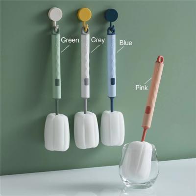 China Sustainable Eco - Friendly Kitchen Dish Wash And Bottle Cleaning Brush Bottle Sponge Brush With Plastic Handle for sale