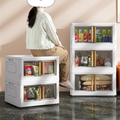 China Sustainable 1-6 Layers Factory Price plastic storage cabinets household transparent double door storage drawers for clothing for sale