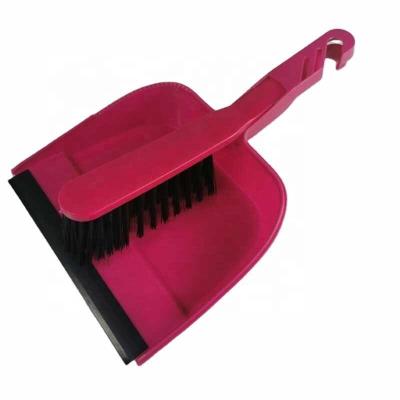 China Durable Red Durable PET Bristle Brush Dustpan Set Long Handle Car Bed Sturdy Kitchen Table Hot Sale High Quality Easy To Clean Customized for sale