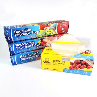 China Disposable Custom Clear PE Zipper Zipper Lock Food Storage Resealable Fresh-Keeping Plastic Bag for sale