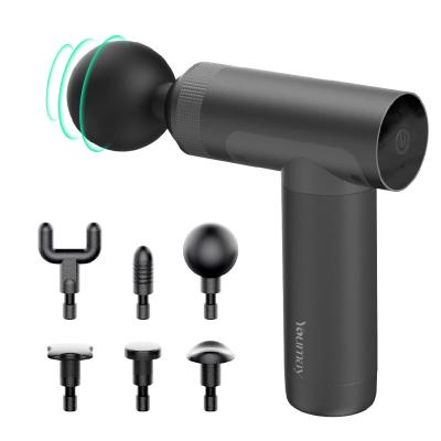 China With Aluminum Alloy Mini Massage Gun Portable 6 Heads Percussion Tissue Handheld Super Deep Quiet Small Muscle Massager for sale