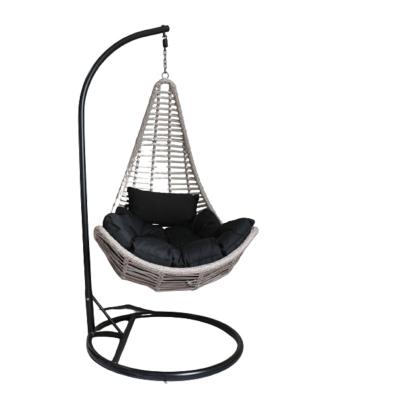 China Super Comfortable Outdoor Rattan Wicker Single Seat Egg Swing Hanging Chair With Metal Bracket Furniture Material Color Origin Place General Pattern for sale