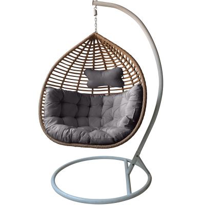 China Wholesale Super Comfortable High Quality Modern Outdoor PE Rattan Seat Swing Hanging Chair With Metal Bracket Furniture for sale