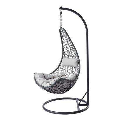 China Super Comfortable Outdoor Rattan Wicker Single Seat Egg Swing Hanging Chair With Metal Bracket Furniture Material Color Origin Place General Pattern for sale