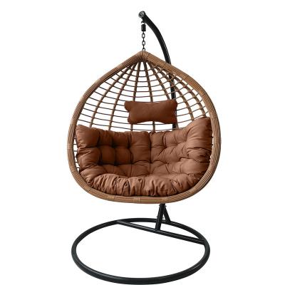 China Modern Hot Sale Outdoor Hanging Wicker Chair PE Rattan Chair Leisure Patio Swing Wicker Chair for sale