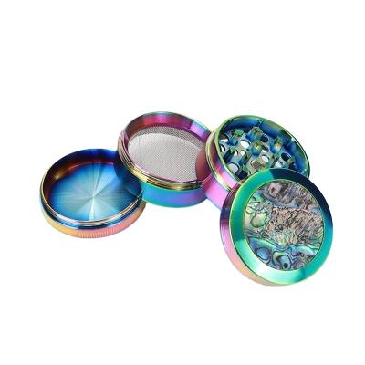 China Custom Herb Grinder Round Four Layers 55*41mm-4 Colorful Logo Alloy Smoking Accessories Zinc for sale