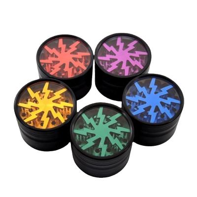 China Lightning Aluminum Alloy 4 Layers Weed Herb Tobacco 63Mm 62.5*48.5mm Metal Cigarette Grinder for sale