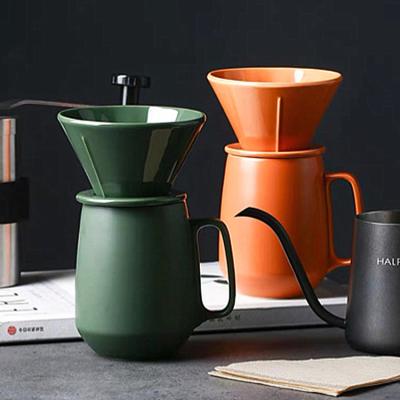 China High Quality Viable Colorful Pour Over Coffee Maker Desktop Coffee Mugs Brew Matte Ceramic Coffee Porcelain Mug With Dripper for sale