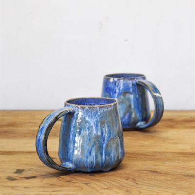 China New Design Disposable Wedding Restaurant Large Blue Antique Unique Ceramic Coffee Mug for sale