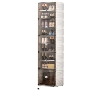 China Convertible New Trend Diy Cube Drawer Shoe Rack Magic Stackable Plastic Tall Modular Storage Cabinet for sale