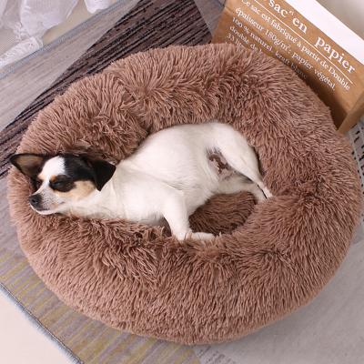 China Viable Soothing Fluffy Cat And Dog Sofa Pet Donut Cuddler Dog Bed Round Sleep Cushion With Agent Sourcing Service for sale