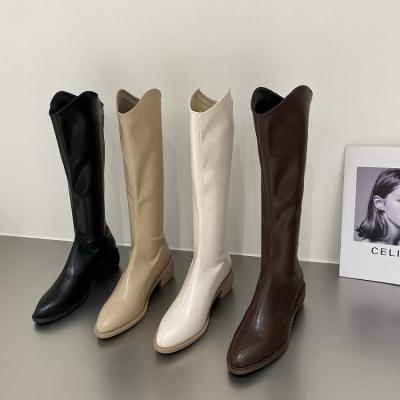 China 2021 Fashion CS040 High Heel Leather Knee High Boots Women Cowboy Shoes Breathable Boot Women's Boots for sale