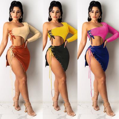 China Wholesale Breathable Two-Piece Skirt Set Women Clothing CS041 Women's Two-Piece Set Clothing for sale