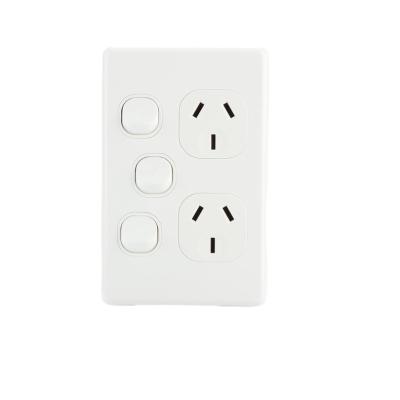 China Residential / General Purpose YOU Dual Wall Switch Socket U1514V Vertical White Power Point With Extra Switch for sale