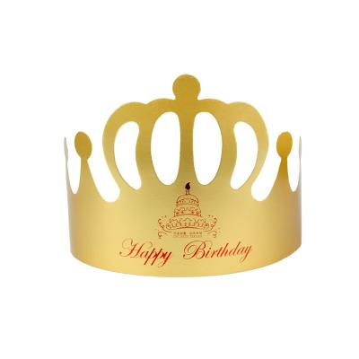 China Eco-Friend Kids Party Supplies Golden Crown Cardboard Hat Cartoon Birthday Hat Cute for sale