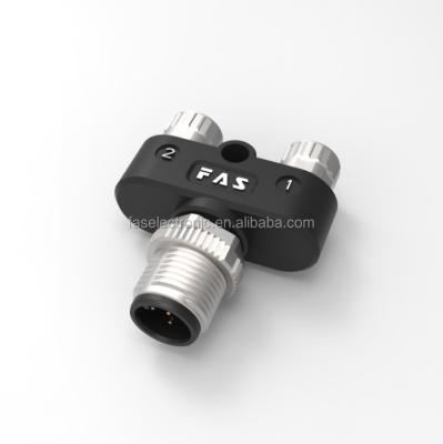 China Automotive M12 To M8 Y Type Splitter Connector Male 4pin To 2 Female 3pin Plug for sale