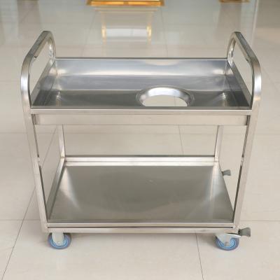 China Modern Easy To Push Dirty 2 Tier Stainless Steel Kitchen Carts Metal Dish Trolley Cart With Wheels for sale