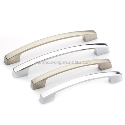 China Modern Curved Brush Nickel Furniture Pull Bedroom Drawer Handle Kitchen Cupboard Aluminum Cabinet Pulls for sale