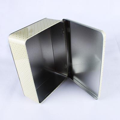 China Recycled Materials Lid Hinged Rectangle Metal Tin Box Packaging For Cosmetic Container for sale