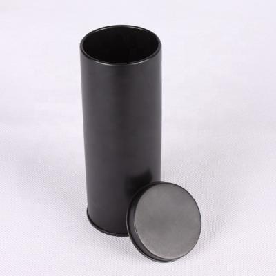 China Recycled Materials Factory Cheap Price High Quality Round Finish Round Tea Canister Black Matte Box for sale