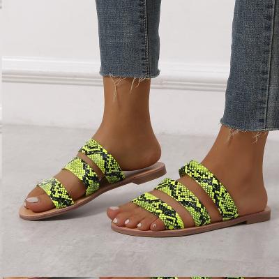 China Cushioning Women's Fashion Ladies Slides Comfortable Summer Beach Female Shoes Plus Size Flats Serpentine Slippers for sale