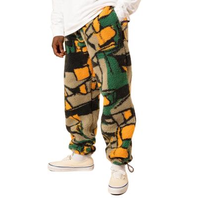 China 2022 Autumn Thick Printing Men's Pants Cargo Pants Wool Waist Jogger Patchwork Trousers Casual Elastic Color Block QUICK DRY for sale