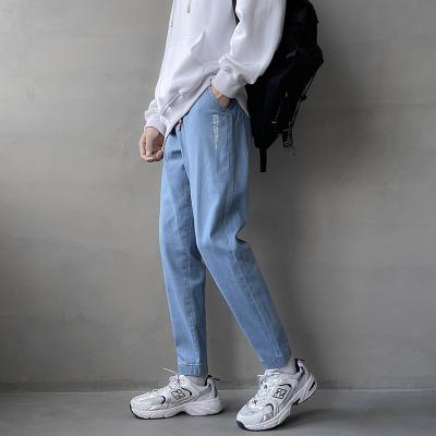 China Fashion men's ripped jeans big horn men's casual snap jeans 2022 hot sale simple men's QUICK DRY for sale