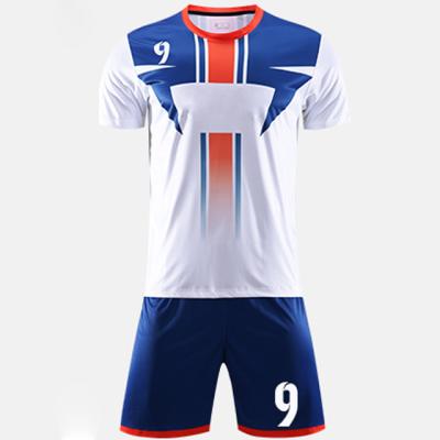 China Square 2022 Best Selling Blue And White Soccer Clothing Customs Agents Training Uniforms Football Soccer Clothes Mens for sale