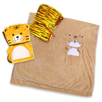 China Custom Wholesale Hotel Cheap Baby Rolled Up Blanket Funny Cartoon Tiger Fleece Plush Blanket For Kids for sale