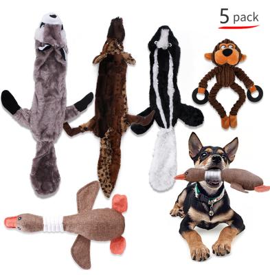 China New Style Customized Dog Toy 5pcs Squeaky Dog Toy Set Corduroy Stuffed Plush Pet Toy for sale