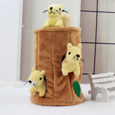 China All Season Design Pet Products Customized New Squirrel Tree Hole Creative Stuffed Dog Toy for sale