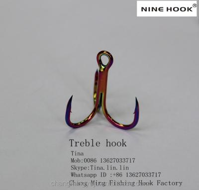 China Cheap Price Full Sizes High Carbon Steel Treble Ringed Factory Fish Hook With Good Quality for sale