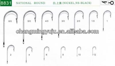 China High Carbon Steel Round Hook 8831 High Carbon Steel Fishhook for sale