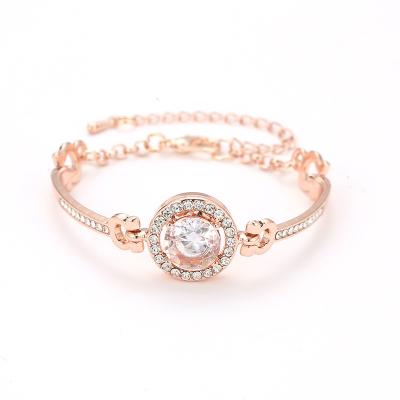 China Romantic Holy Light Bracelets Crystal Rhinestone Bangle Gold Plated Elegant Simulated Diamond Charm Bracelets For Girls for sale