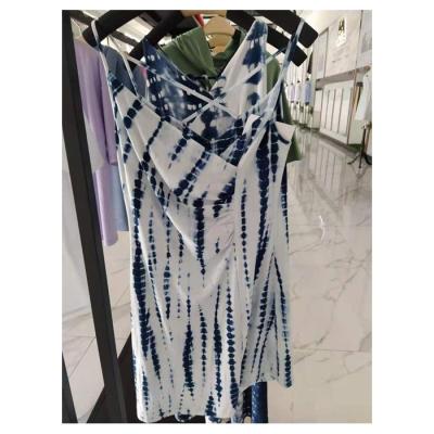 China Breathable using low price blue stripe china cotton fabric tie dye, nice dress for sale