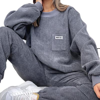 China Polyester Round Neck Corduroy Women's Thickened Oversized Sweatshirt Custom Logo Men's Pullover OEM Anti-pilling Round Neck Sweatshirt Unisex for sale