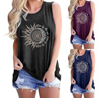 China 2022 Summer Women's Tank Top Round Collar Breathable Printed Sleeveless T-Shirt for sale