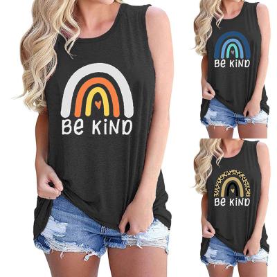 China 2022 Summer Women's Tank Top Round Collar Breathable Printed Sleeveless T-Shirt for sale