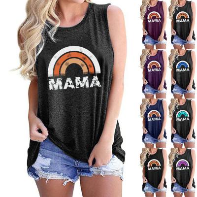 China 2022 Summer Women's Tank Top Round Collar Breathable Printed Sleeveless T-Shirt for sale