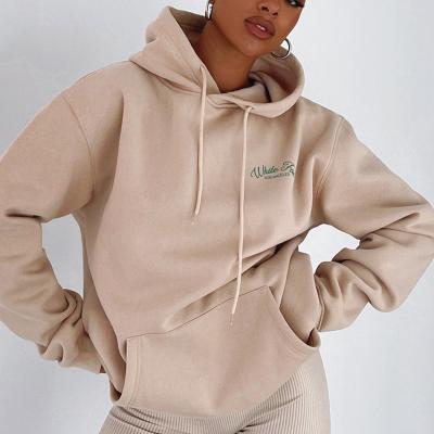 China 100% Printed Oversized Hoodies Simply Embroidered Logo Hoodies Women Custom Anti-wrinkle Cotton Loose Women Sweatshirts Hoodies for sale