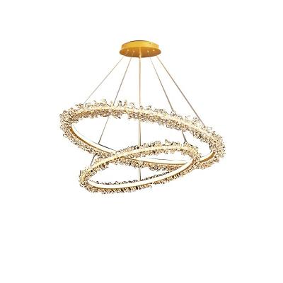 China Nordic Modern Postmodern Light Luxury Bedroom Lights Ring Hanging Crystal Chandelier for sale