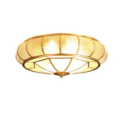 China Morden simple elegant copper glass ceiling lamp for home living room commercial lighting for sale