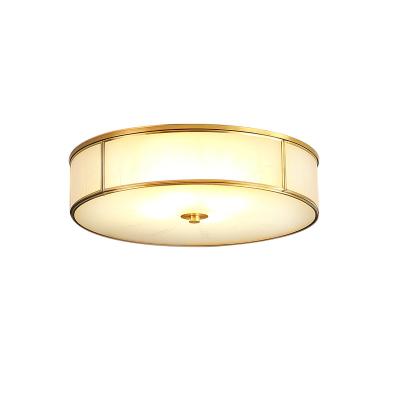 China Simple Modern Morden Bedroom Copper Surface Mounted Round Ceiling Lamps For Living Room for sale