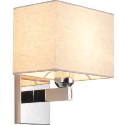 China Modern Fabric Shade Stainless Steel Wall Lamp For Hotel Room Bedside for sale